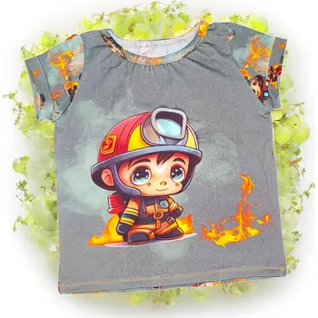 Klučičí tričko malý hasič šedá Velikost: 86/92 Klučičí tričko