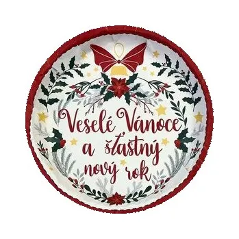 PODNOS KULATÝ VESELÉ VÁNOCE 26x2,5CM PLECH