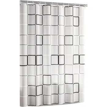 Sprchový závěs Sprchový závěs 180x180 cm Černobílý mřížkový vzor Voděodolný koupelnový závěs proti plísním Ultra hladký povrch Háčky a průchodky