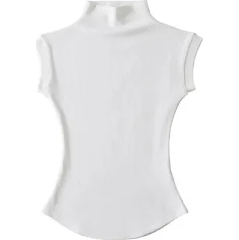Dámské přiléhavé tričko s rolákem bez rukávů Elegantní top s vysokým límcem Slim střih Módní halenka do práce i na večer bílá S