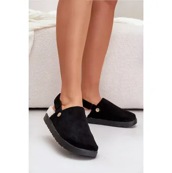 Dámské polobotky Dámské Pantofle Na Platformě Zateplené Kožíškem Typu Beránek Černé Sanilora 36