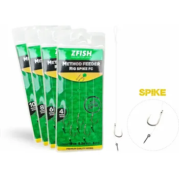 Rybářský háček ZFISH Návazec Method Feeder Rig Spike FC 5 ks - Velikost Háčku 4