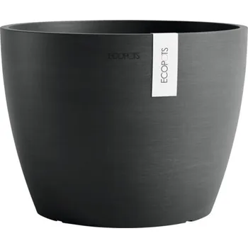 Květináč Květináč Ecopots Stockholm plastový Ø 28,7 cm 31 x 31 x 23,5 cm tmavě šedý