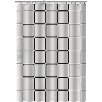 Sprchový závěs Sprchový závěs do koupelny 80x180 cm Geometrický mřížkový vzor Voděodolný dělicí závěs Ochrana proti plísním Plastové kroužky Elastická textura