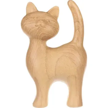 Kočka polyresinová 8 x 13 x 21 cm imitace dřeva