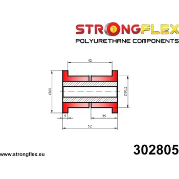 Silentblok nápravy 302805: Strongflex Univerzální silentblok 30mm 20 / 12,2 x 52 90Sha (yellow)