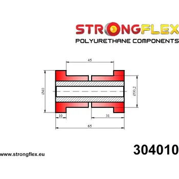 Silentblok nápravy 304010: Strongflex Univerzální silentblok 30mm 20 / 12,2 x 65 90Sha (yellow)