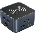 USB Hub WOZINSKY 12v1 - USB-C - s bezdrátovým nabíjením - hliníkový - šedý