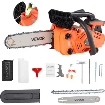 Motorová pila Benzínová řetězová pila VEVOR 25 ccm, benzínová řetězová pila 12 palců, motorová pila o výkonu 1,02 HP s protiskluzovou rukojetí, benzínové řetězové pily s dvojitou palivovou nádrží, pro řezání dřeva, prořezávání stromů a čištění pozemků