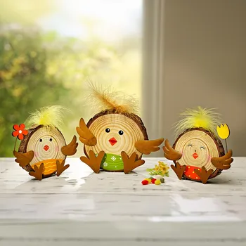 Weltbild Dřevěná dekorace Kuřátka, sada 3 ks 495623