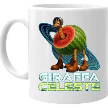 Žertovný předmět Giraffa celeste - Italian Brainrot - žirafa v melounu - hrnek s potiskem- Tričkový.cz