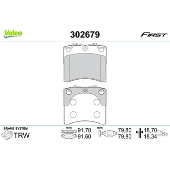 Brzdová destička Sada brzdových destiček, kotoučová brzda VALEO 302679