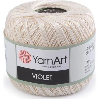 Příze Bavlněná příze háčkovací Violet 50 g, barva 17 (6282) krémová