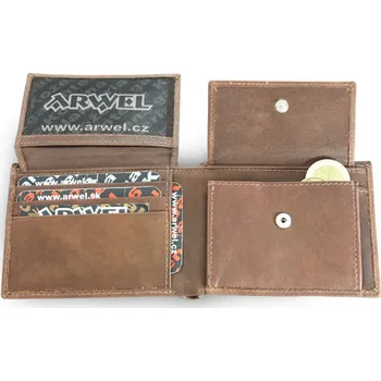 Peněženka Pánská kožená peněženka Arwel 7033 - tmavě hnědá