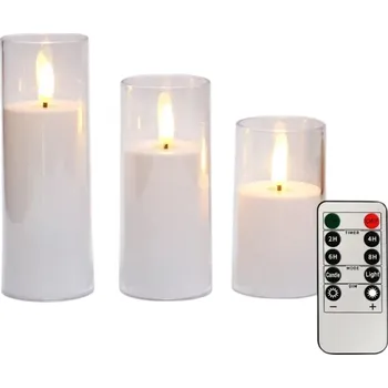 Svíčka LED bezplamenné svíčky 7,5 x 10–15 cm Blikající akrylové lampy s dálkovým ovládáním Časovač Dekorace na baterie Svatební Vánoční párty bílá