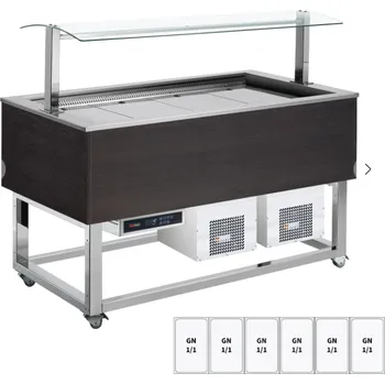 RM GASTRO Bufet chlazený polohovací GN 6-1/1 ES Blue + 6 W Wenge RedFox