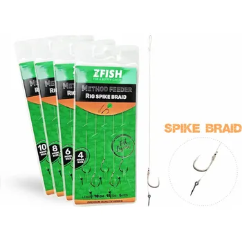 Rybářský háček ZFISH Návazec Method Feeder Rig Spike Braid 5 ks - Velikost Háčku 8