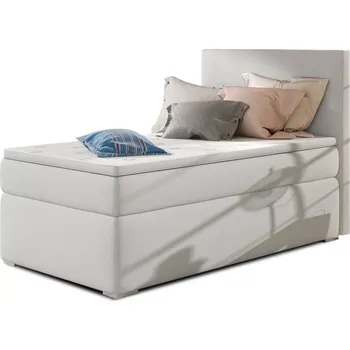 Postel Čalouněná jednolůžková postel ROCCO 90x200 eko kůže Soft 17 bílá pravá