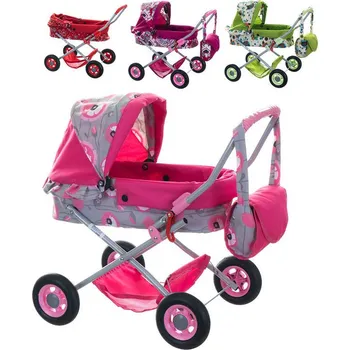 Kočárek pro panenku _Ostatní 1_ Kočárek Ewa hluboký s nákupní taškou s potiskem pro panenku miminko 4 druhy 18000093