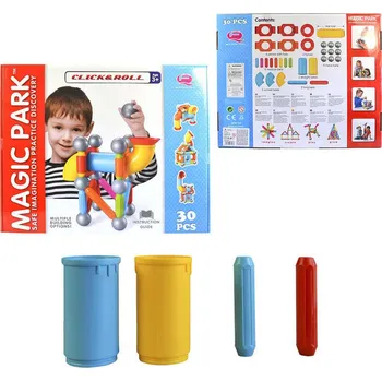 Kuličková dráha _Ostatní 1_ Stavebnice magnetická 30 dílků kuličková dráha Click and Roll v krabici 98428