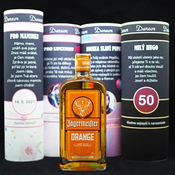Dárkový potravinový koš Jägermeister Orange – dárkové balení alkoholu s potiskem na přání