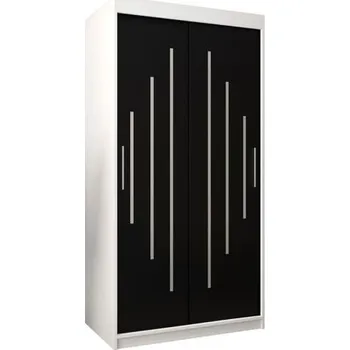 Šatní skříň Šatní skříň s posuvnými dveřmi YORK - 100x200cm -Bílá-Černá-