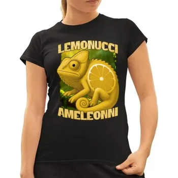 Žertovný předmět Lemonucci Ameleonni - Italian Brainrot - chameleon citron - dámské tričko s potiskem- Tričkový.cz