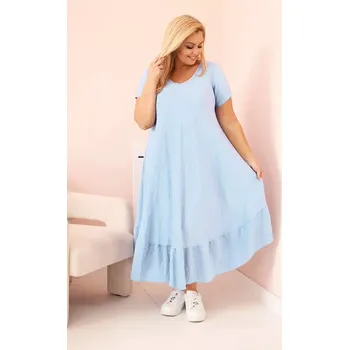 Dámské šaty Dámské šaty plus size s krátkým rukávem a volánem z lehké viskózy modrá UNI
