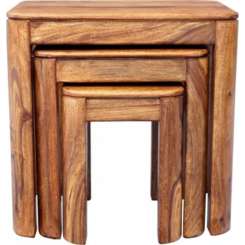 Konferenční stolek Indický nábytek - Odkládací stolky Tina 3 ks z indického masivu palisandr Only stain