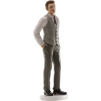 Jedlá dekorace na dort Dortisimo Dekora figurka Svatebčan se šedou vestou 16 cm