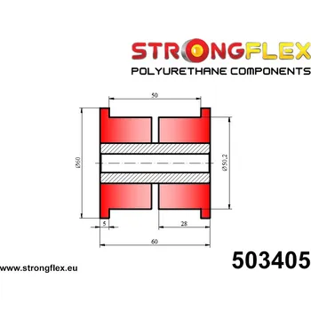 Silentblok nápravy 503405: Strongflex Univerzální silentblok 50mm 22 / 12,2 x 60 90Sha (yellow)
