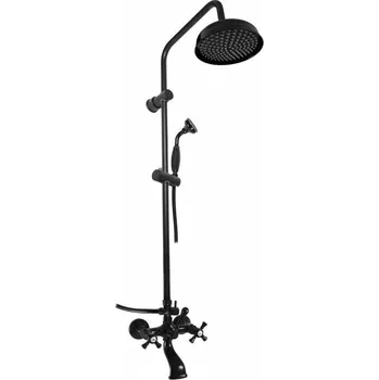 Vodovodní baterie Morava retro Vodovodní baterie vanová s hlavovou a ruční sprchou, ručka 3, černá matná MK159.5/7CMAT_duplikat