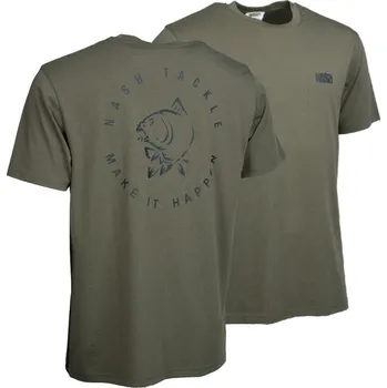 Pánské tričko Nash Tričko Make It Happen Carp Logo T-Shirt Green Velikost: L
