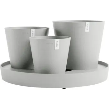 Květináč Květináč Ecopots Dubai plastový Ø 56,5 x 30,7 cm šedobílý