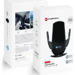 Držák do auta Forcell HS1 s Qi nabíjením 15W - černý (Univerzální držák do auta Forcell HS1 – automatický senzor, bezdrátové nabíjení 15W, montáž do mřížky i na sklo, černý)