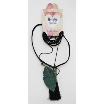Party dekorace Náhrdelník List s černým střapcem-Happy Mania