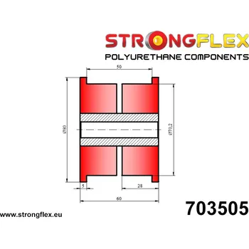 Silentblok nápravy 703505: Strongflex Univerzální silentblok 70mm 28 / 14,2 x 60 90Sha (yellow)