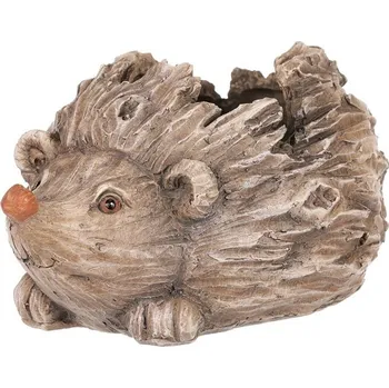 Stojan na květiny Ježek - obal na květiny, polyresin, imitace dřeva