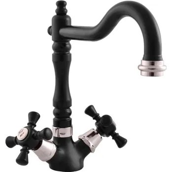 Vodovodní baterie Morava retro Vodovodní baterie dřezová, ručka 3, černá/chrom MK320.0/8CMATC