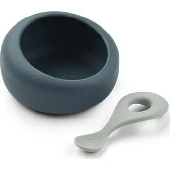 LIEWOOD Sparia Miska se lžičkou Whale Blue/Dove Blue