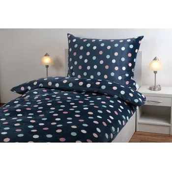 Povlečení Hebké povlečení z mikroplyše (flanel fleece) - barevný puntík na modré