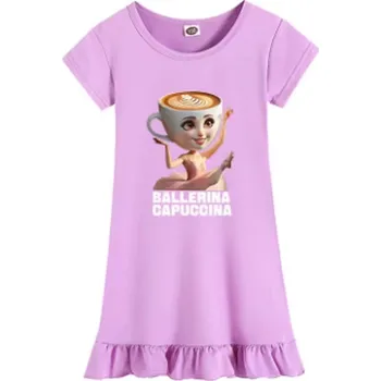 Dívčí noční košilka "Italian Brainrot" - Ballerina Capucchina Barva: Fialová, Velikost: 140 (8-9 let)