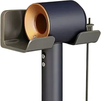 Držák na ručník Koupelnová nástěnná police na fén 14,5×6,5×8,5 cm Držák na fén s otvorem 5,3 cm Organizér do koupelny Úložná nástěnná polička šedá