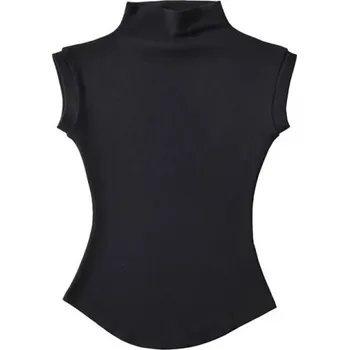 Dámské přiléhavé tričko s rolákem bez rukávů Elegantní top s vysokým límcem Slim střih Módní halenka do práce i na večer černá S