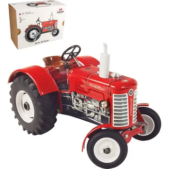 Zahradní traktor KOVAP Traktor Zetor 50 Super model 1:25 červený plechový na klíček kov 0385 95000385