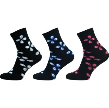 Dámské ponožky Dámské ponožky NOVIA | Ladies Exclusive černý květ 1084 Velikost: 26-27 ( 39-41 ), Barava: modrá
