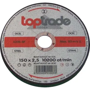 Brusný kotouč TOPTRADE kotouč brusný, na kov, 115 x 22,2 x 6,5 mm, standard