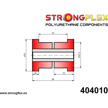 Silentblok nápravy 404010: Strongflex Univerzální silentblok 40mm 20 / 12,2 x 65 80Sha (red)