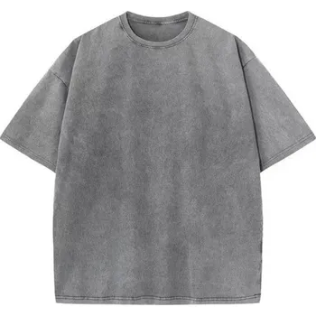 Dámské tričko Dámské oversize tričko s krátkým rukávem Streetwear top s kulatým výstřihem Módní volný střih Vintage washed vzhled pro každý den šedá S