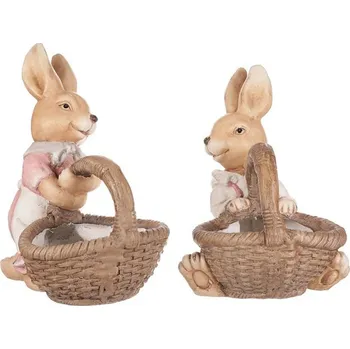 Stojan na květiny Zajíc s košíkem - magnesium, obal na květiny, mix 2, cena za 1 ks